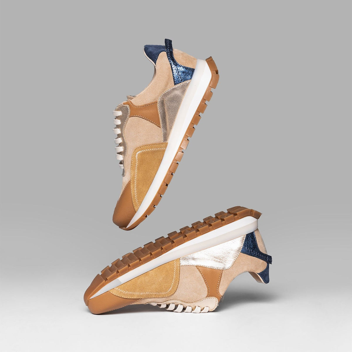 Sneakers Sprint Flow Toffee Brown Blue Platine Metalized